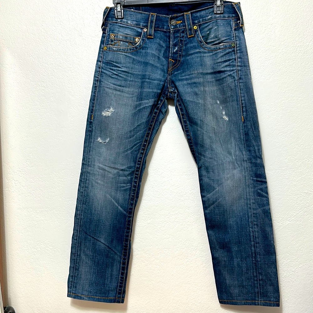 True Religion Men’s Jeans, Cotton, with ripped destruction, stylish, comfortable